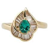 K18YG イエローゴールド エメラルド0.31ct ダイヤ0.36ct リング 指輪 レディース 9.5号 【中古】